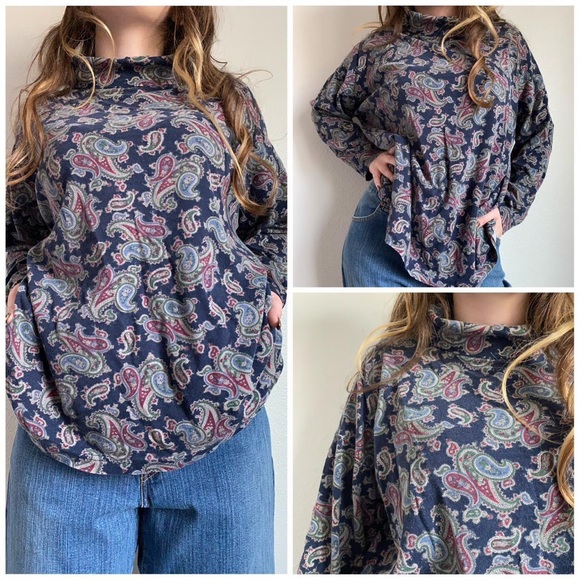 Paisley print vintage style 90’s turtle neck - Picture 3 of 4